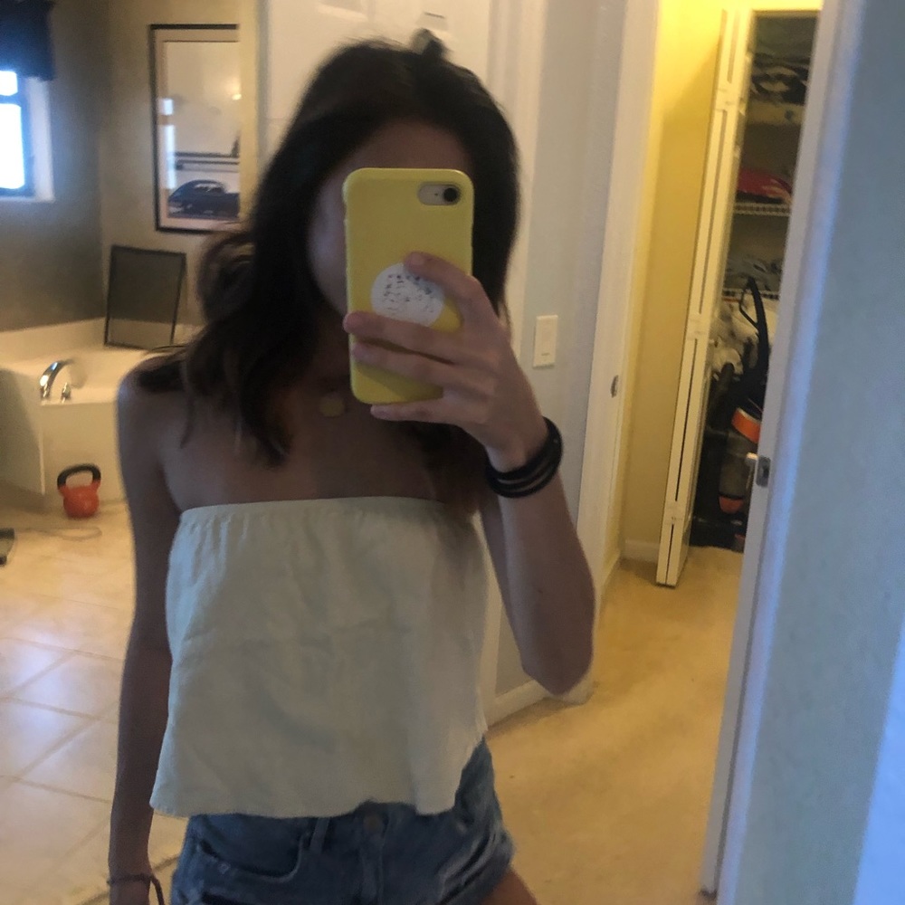 yellow flowy tube top from brandy melville